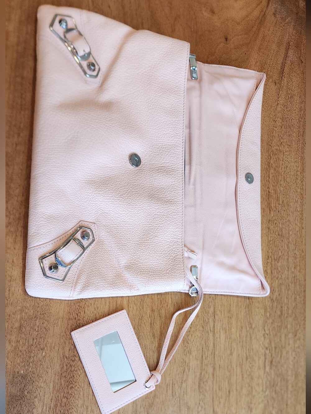 Balenciaga Metallic Edge Classic Envelope Bag Clutch - Pale Pink/Peach - Picture 16 of 16